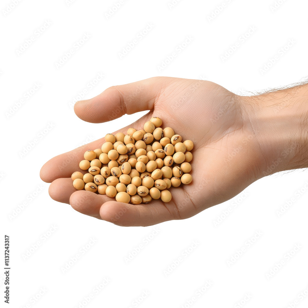 Hand holding soybeans, isolated on a white background. png Hand holding soybeans, isolated on a white background. png