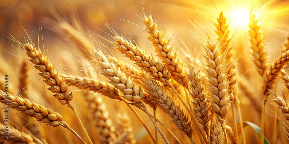Golden wheat stalks bathed in the warm glow of the sun, a symphony of nature's bounty Golden wheat stalks bathed in the warm glow of the sun, a symphony of nature's bounty