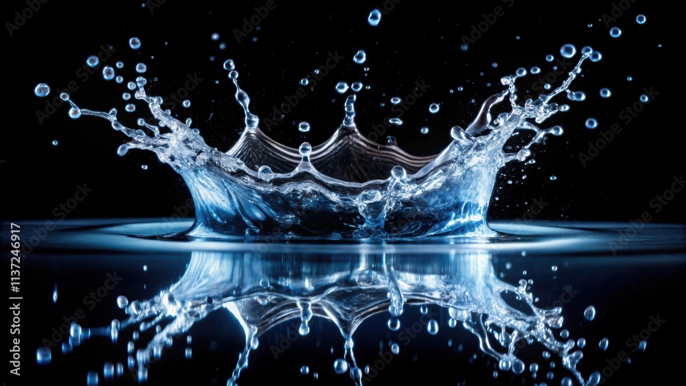 Water splash isolated on black background, water, splash, isolated, black, background, liquid, motion, abstract, droplets