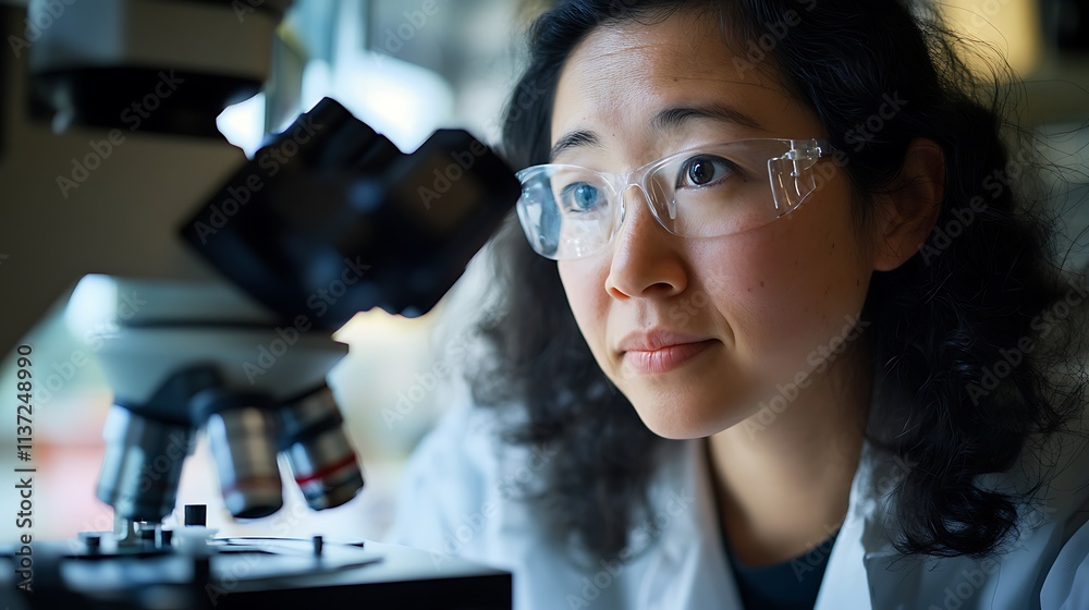 Young Scientist Using a Microscope in a Lab Young Scientist Using a Microscope in a Lab
