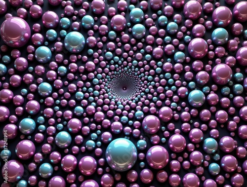 Captivating Swirl of Colorful Spheres Creating a Hypnotic Visual Illusion in 3D photo