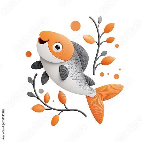 3D cartoon character-style salmon steak, isolated on a white background, colorful and engaging design. cutout png photo