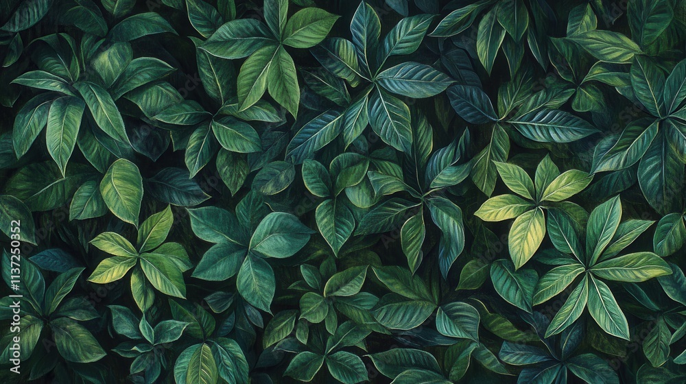 Lush green leaves form a dense, textured pattern. Ideal for nature-themed designs, backgrounds, or textures. Lush green leaves form a dense, textured pattern. Ideal for nature-themed designs, backgrounds, or textures.