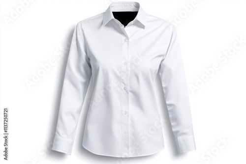 Elegant white shirt with long sleeves and a stylish collar.