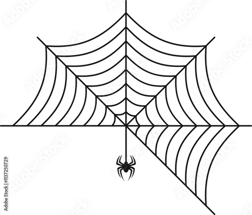 Spider Web Halloween Illustration on White Background. Isolated Vector