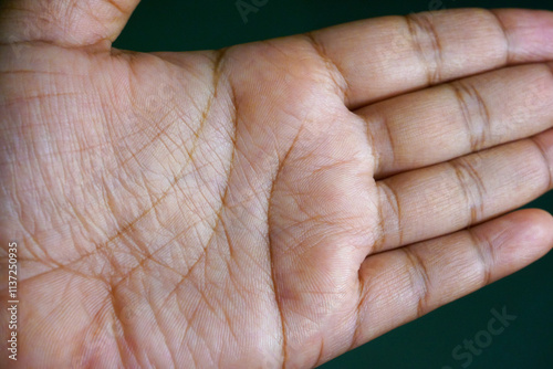 Close up macro image of the skin surface texture of human hands palms