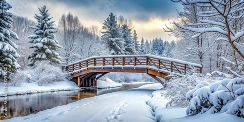 Snow-covered bridge in winter, snow, bridge, winter, cold, white, frosty, icy, frozen, seasonal, weather, frost photo