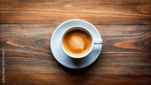 Overhead view of a coffee cup with saucer , coffee, cup, drink, beverage, top view, cafe, mug, hot, morning, espresso