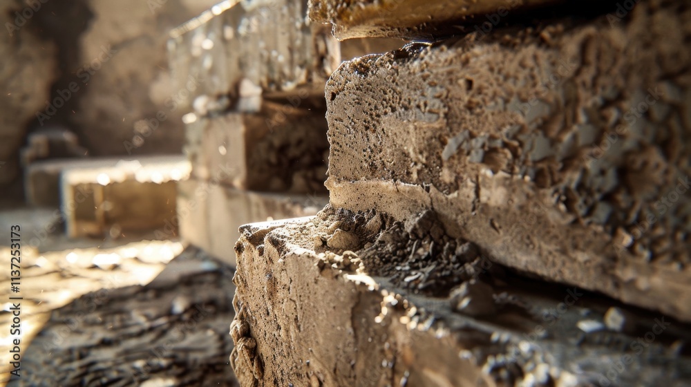 Fototapeta premium Cement Plant: Uses limestone and clay, processed through kiln heating and grinding, to produce cement for construction, infrastructure, and manufacturing needs. 