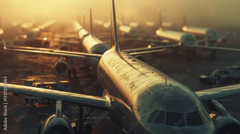 Fototapeta premium Aircraft Manufacturing Plant: A facility dedicated to building and assembling aircraft, including military and commercial planes, ensuring quality and precision in production. 
