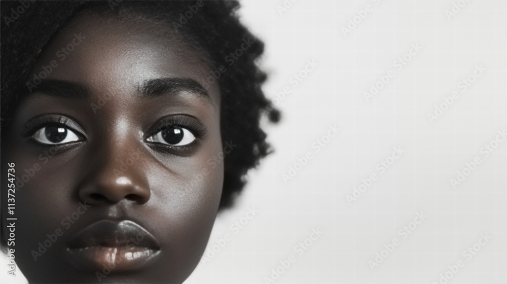 A woman with a dark complexion and a short haircut A woman with a dark complexion and a short haircut