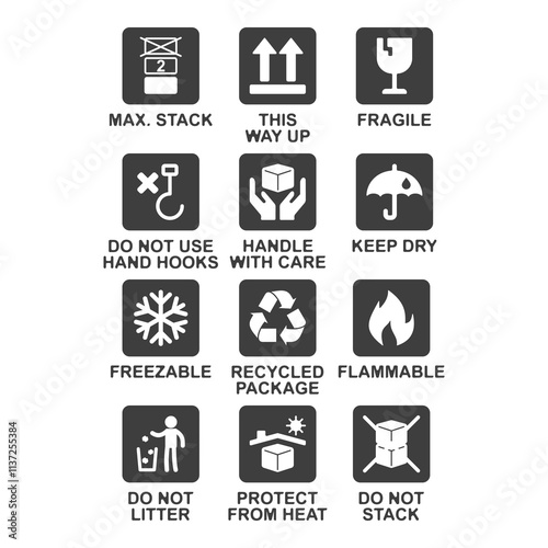 Carton box, flat symbol for warning sign
