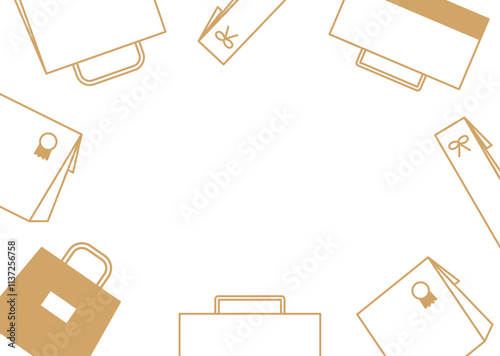 たくさんの買い物袋シンプルイラストフレーム