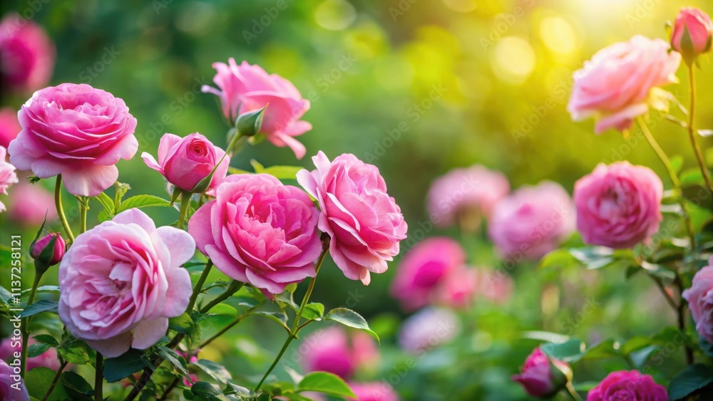 Beautiful pink roses blooming in a lush green summer garden , roses, pink, flowers, nature, summer, green, petals, buds Beautiful pink roses blooming in a lush green summer garden , roses, pink, flowers, nature, summer, green, petals, buds