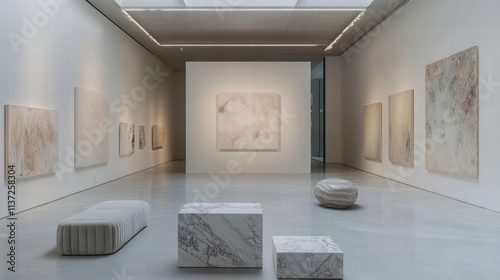 Modern art exhibition contemporary gallery visual art minimalist space interior design abstract concepts