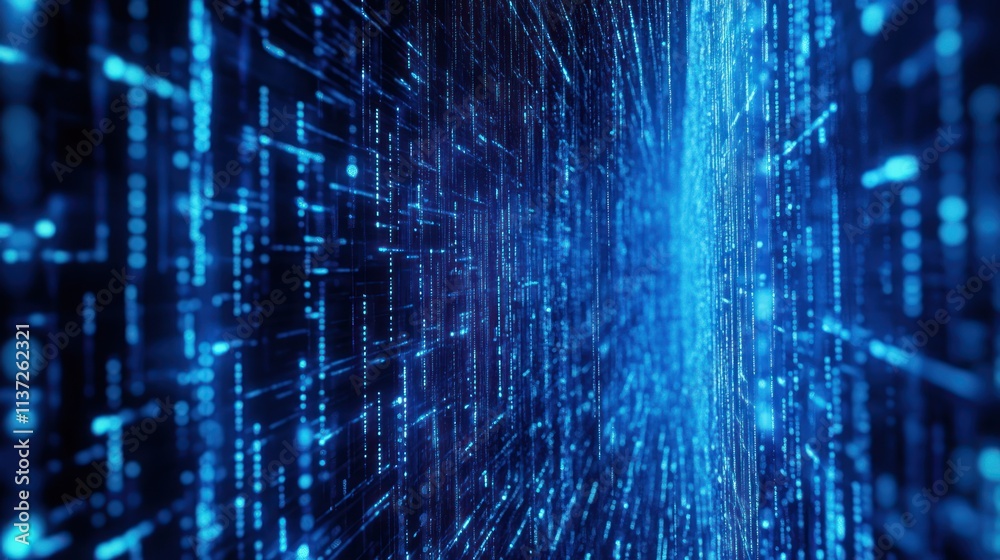 Naklejka premium Abstract Digital Tunnel: A Journey Through Cyberspace