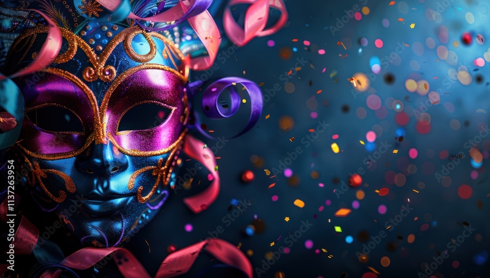 Venetian Carnival Mask with Confetti Venetian Carnival Mask with Confetti