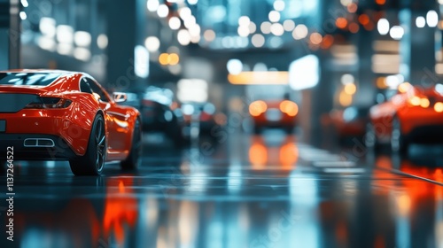 Wallpaper Mural Night City Sports Car: Red Luxury Vehicle in Urban Setting Torontodigital.ca