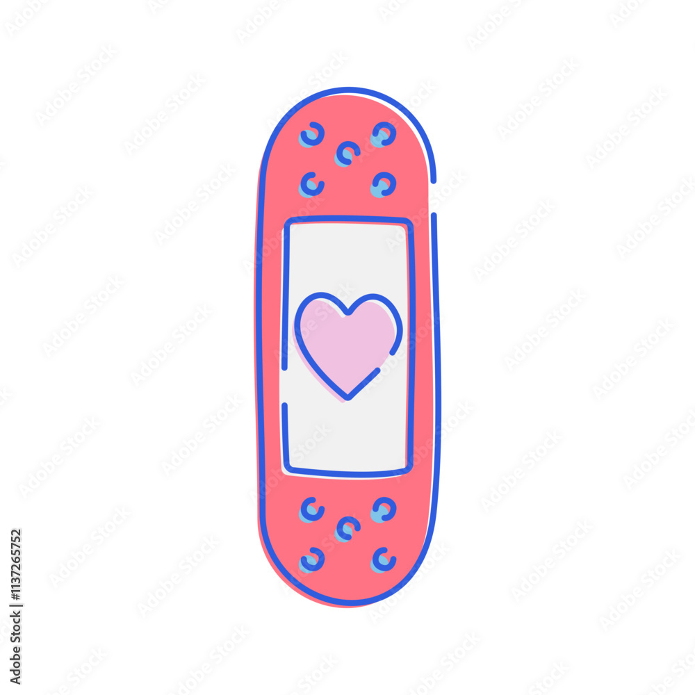 Red Band Aid with Heart Icon with soft colour palette in doodle Illustration style Ideal for health and pharmacy themed designs
Red Band Aid with Heart Icon with soft colour palette in doodle Illustration style Ideal for health and pharmacy themed designs