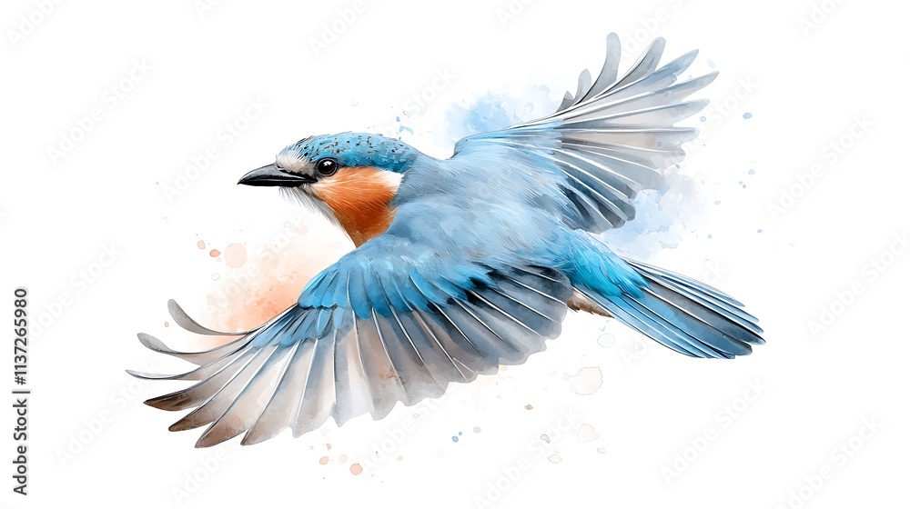 Fototapeta premium Wildlife beauty a graceful bluebird in flight - dynamic digital art with vibrant colors