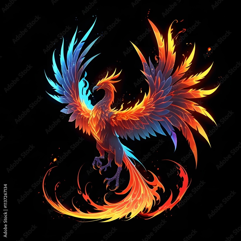 Majestic phoenix rising from ashes fantasy realm digital art dark ...
