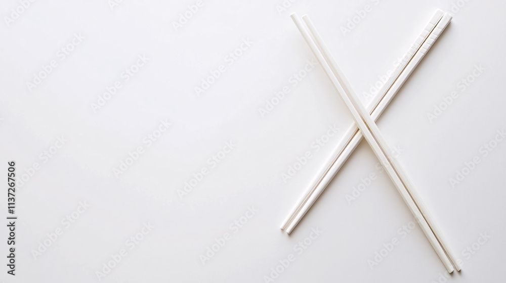 white chopsticks crossed on a white background white chopsticks crossed on a white background