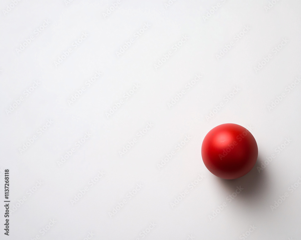 single red ball isolated on white background minimalist photography