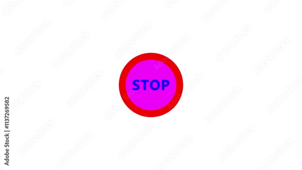 Stop sign with circle animation on a white background. Stop sign with circle animation on a white background.