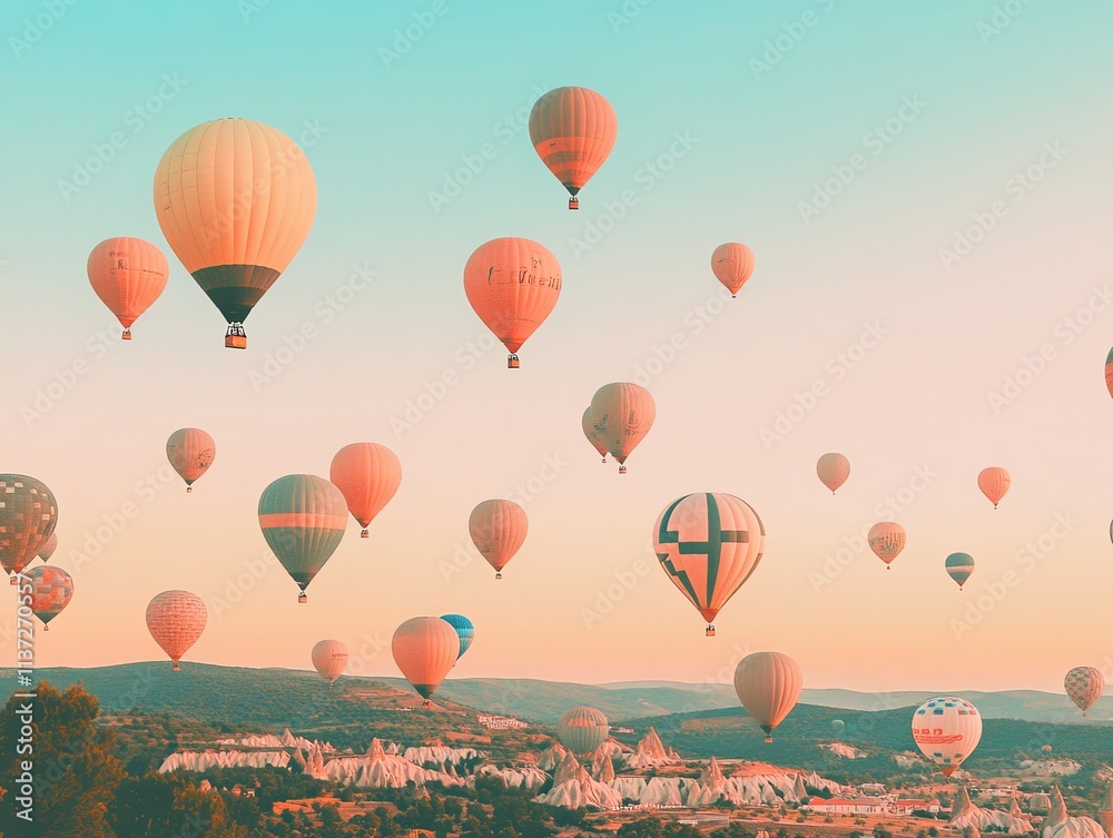 Obraz premium balloons, bright, refreshing colors in the sky