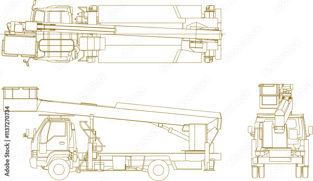vector illustration design image of hydraulic ladder car for repairing broken cables and reaching high places vector illustration design image of hydraulic ladder car for repairing broken cables and reaching high places