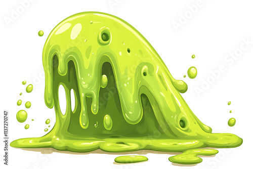 A vibrant green slime blob with a glossy texture and drips.