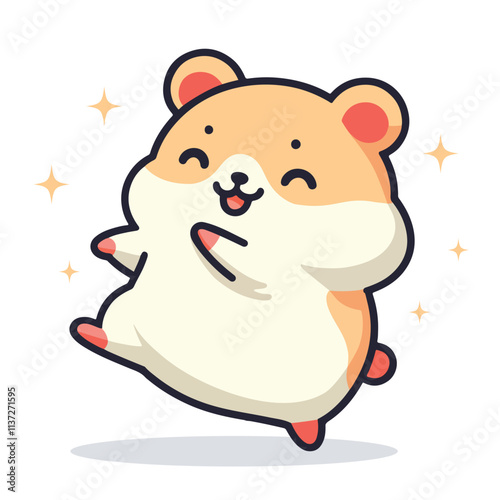 Happy kawaii guinea pig cartoon vector illustration in flat style