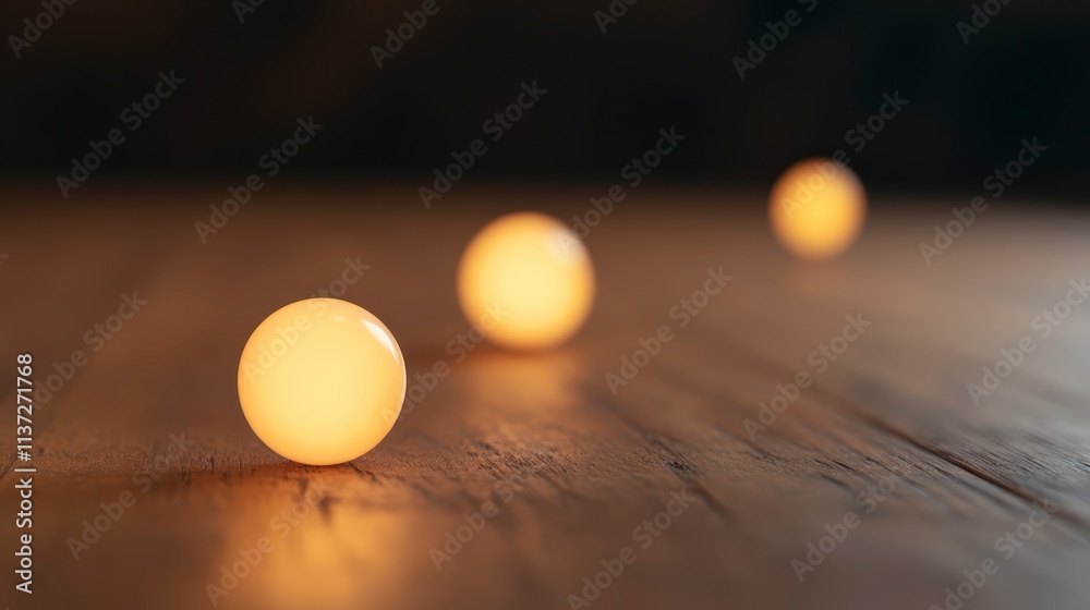 Glowing Light Bulbs on Wooden Surface Warm Ambient Lighting Glowing Light Bulbs on Wooden Surface Warm Ambient Lighting