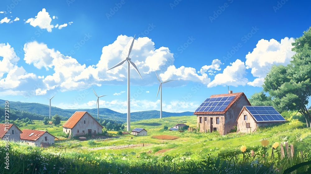 Eco-Friendly Village: Sustainable Living in a Serene Landscape Eco-Friendly Village: Sustainable Living in a Serene Landscape