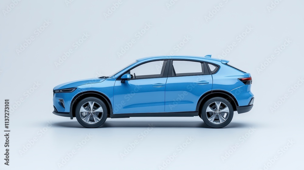 Fototapeta premium Stylish Blue Compact SUV Modern Car Design Side View