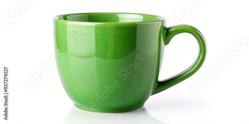Green ceramic mug isolated on white background, Green, ceramic, mug, cup, drink, beverage, isolated, white background, kitchenware