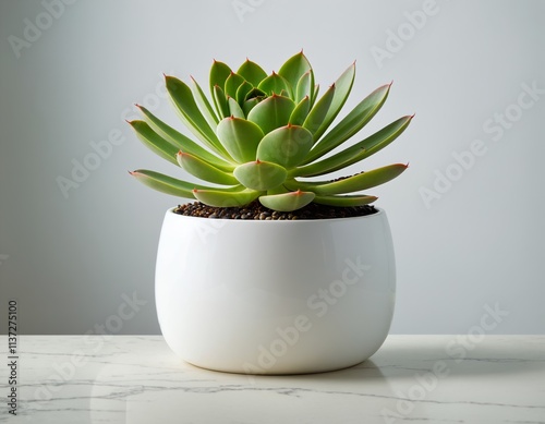 succulent cactus in flowerpot decoration in the table plant green white pot zen relaxing isolated potted nature suculenta photo