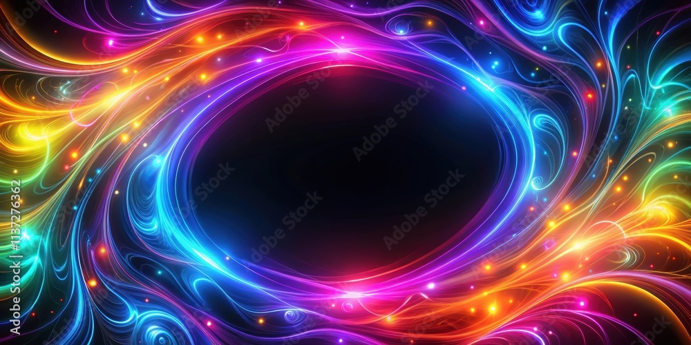Neon abstract background with swirling patterns on a black backdrop, neon, abstract, background, swirl, pattern, design Neon abstract background with swirling patterns on a black backdrop, neon, abstract, background, swirl, pattern, design