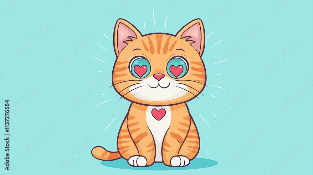 Valentine's day emotions cute cat background for love theme digital illustration colorful and playful happy vibes Valentine's day emotions cute cat background for love theme digital illustration colorful and playful happy vibes
