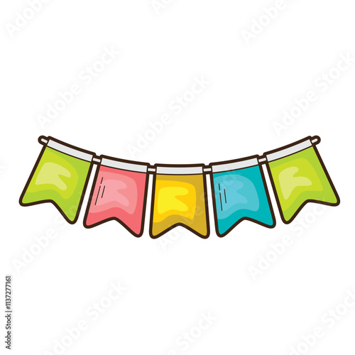 Colorful triangular bunting flags for celebrations. Perfect for party invitations, birthday cards, event promotions, festive social media posts