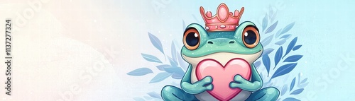 Valentine frog with heart whimsical background digital art playful environment charming viewpoint love concept photo