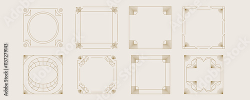 Vintage deco frame and border. Abstract decoration for square design