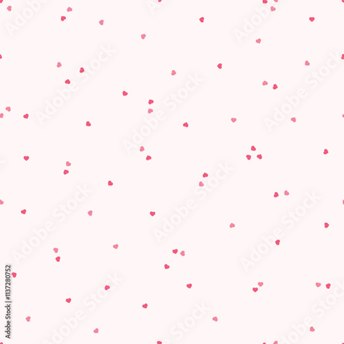 Small Heart Confetti Abstract Seamless Pattern. Love Pink Background with Hearts for Valentine's day or Birthday.