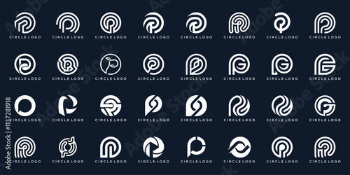 Collection of Icon Letter P, Initial P, Creative circle, Suitable for business, technology, accounting, finance, fashion, business, consulting, logo design. set bundle vector.
