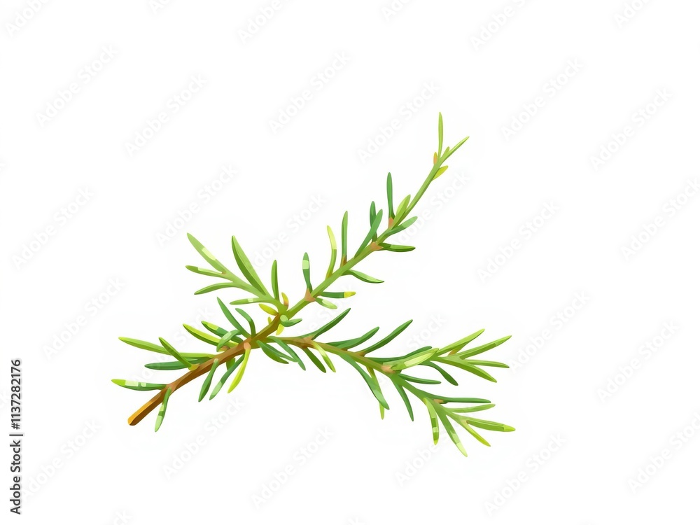 Fresh and realistic vector illustration of a lush rosemary branch, perfect for herbal and spice designs, ingredient, rosemary Fresh and realistic vector illustration of a lush rosemary branch, perfect for herbal and spice designs, ingredient, rosemary