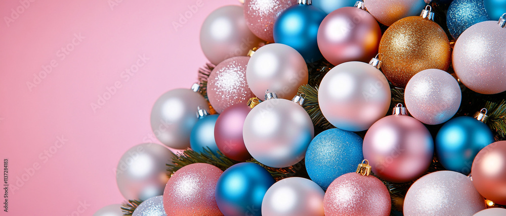 Fototapeta premium A Christmas Tree Adorned with Colorful Ornaments
