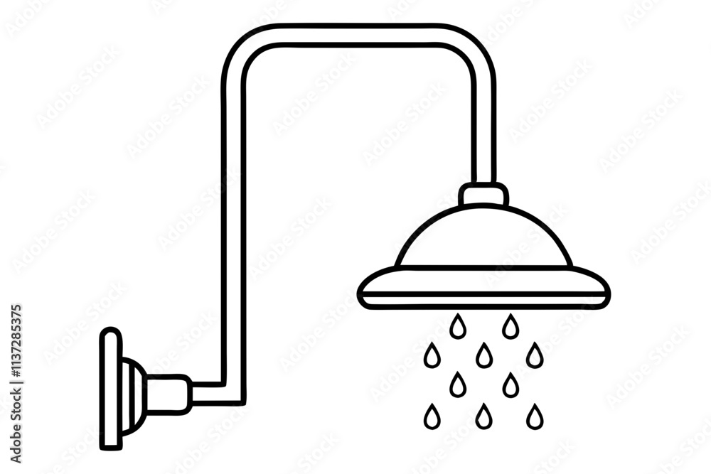 Shower System vector-style line art design Shower System vector-style line art design