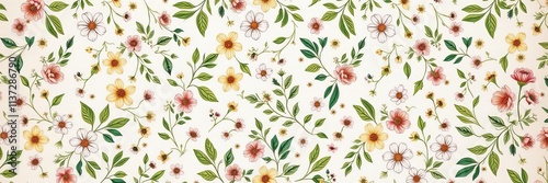 Wallpaper Mural Green and white floral bedclothes featuring intricate botanical design and fresh spring colors, botanical, spring Torontodigital.ca