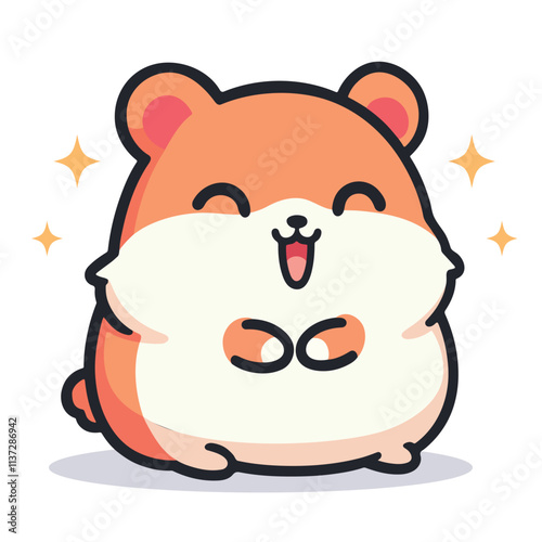 Happy kawaii guinea pig cartoon vector illustration in flat style