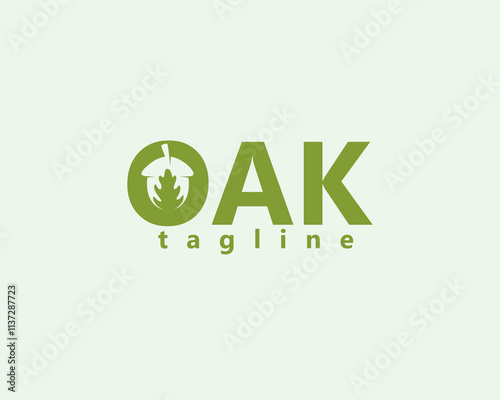 creative oak leaf and fruit inside the letter o logo design
